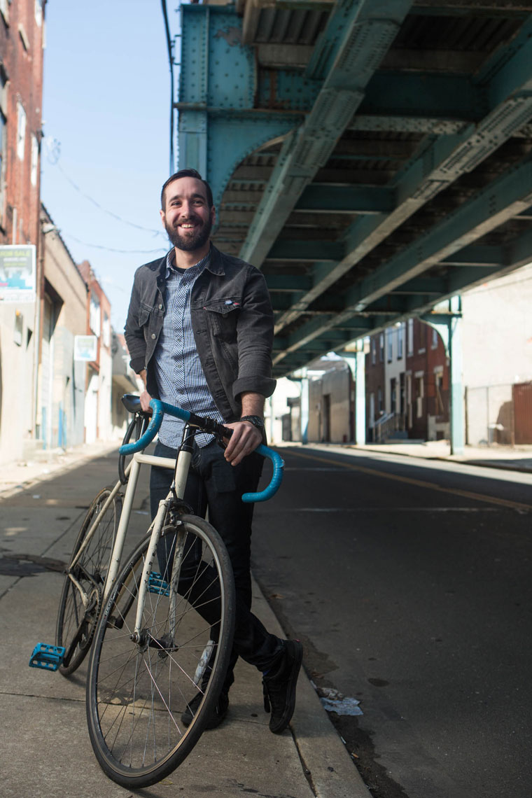 Philadelphia Photographer Environmental Portrait Under El With Bike